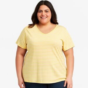 Croft & Barrow Essential Striped Crewneck Tee –Size 2XL Yellow and White